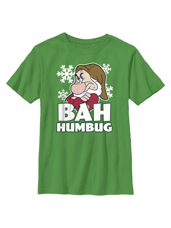Boy's Disney Snow White and the Seven Dwarfs Grumpy Bah Humbug Graphic Tee Kelly Green Medium