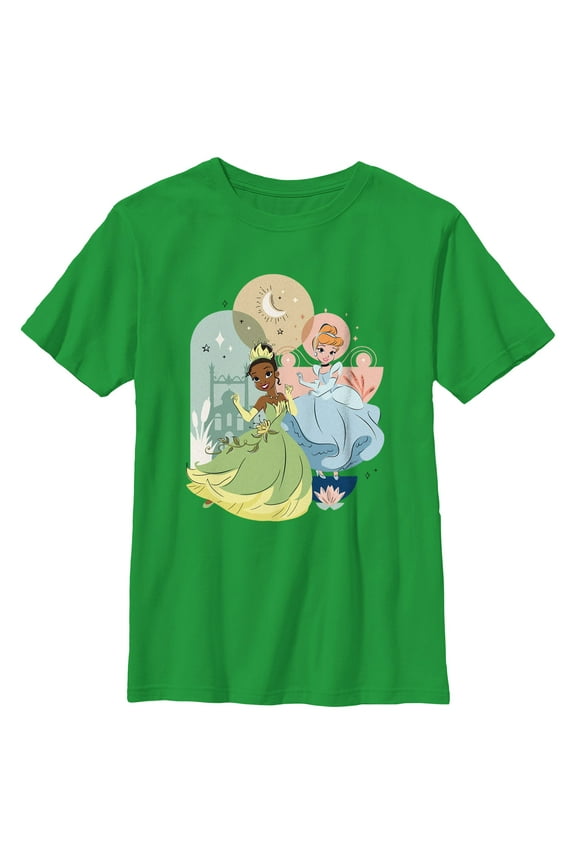 Boy's Disney Tiana and Cinderella Dance Graphic Tee Kelly Green Large