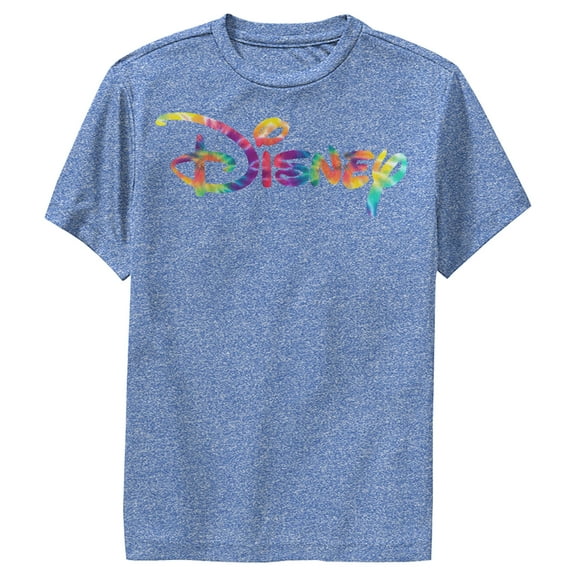 Boy's Disney Tie-Dye Logo  Performance Graphic Tee Royal Blue Heather Medium
