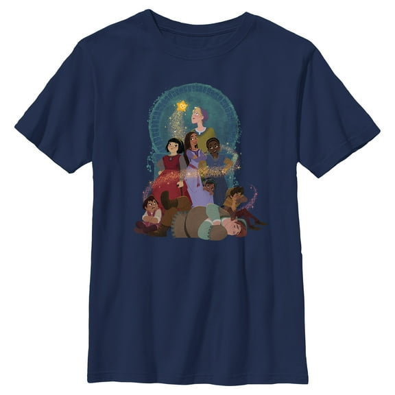 Boy's Disney Wish Asha and the Teens  T-Shirt - Navy Blue - Large