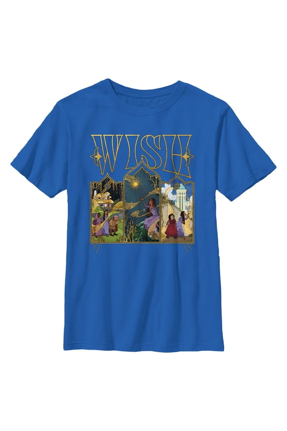 Boy's Disney Wish Stained Glass Scenes T-Shirt - Royal Blue - X Large