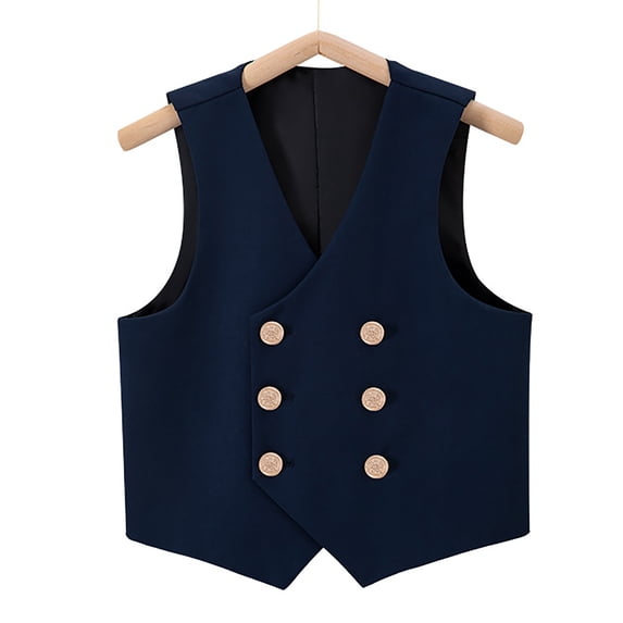 Boy's Double Formal Suit Vest â Versatile School Uniform Waistcoat in Sizes 100-180, Classic Kids Dress Wear for Weddings and Ceremonies