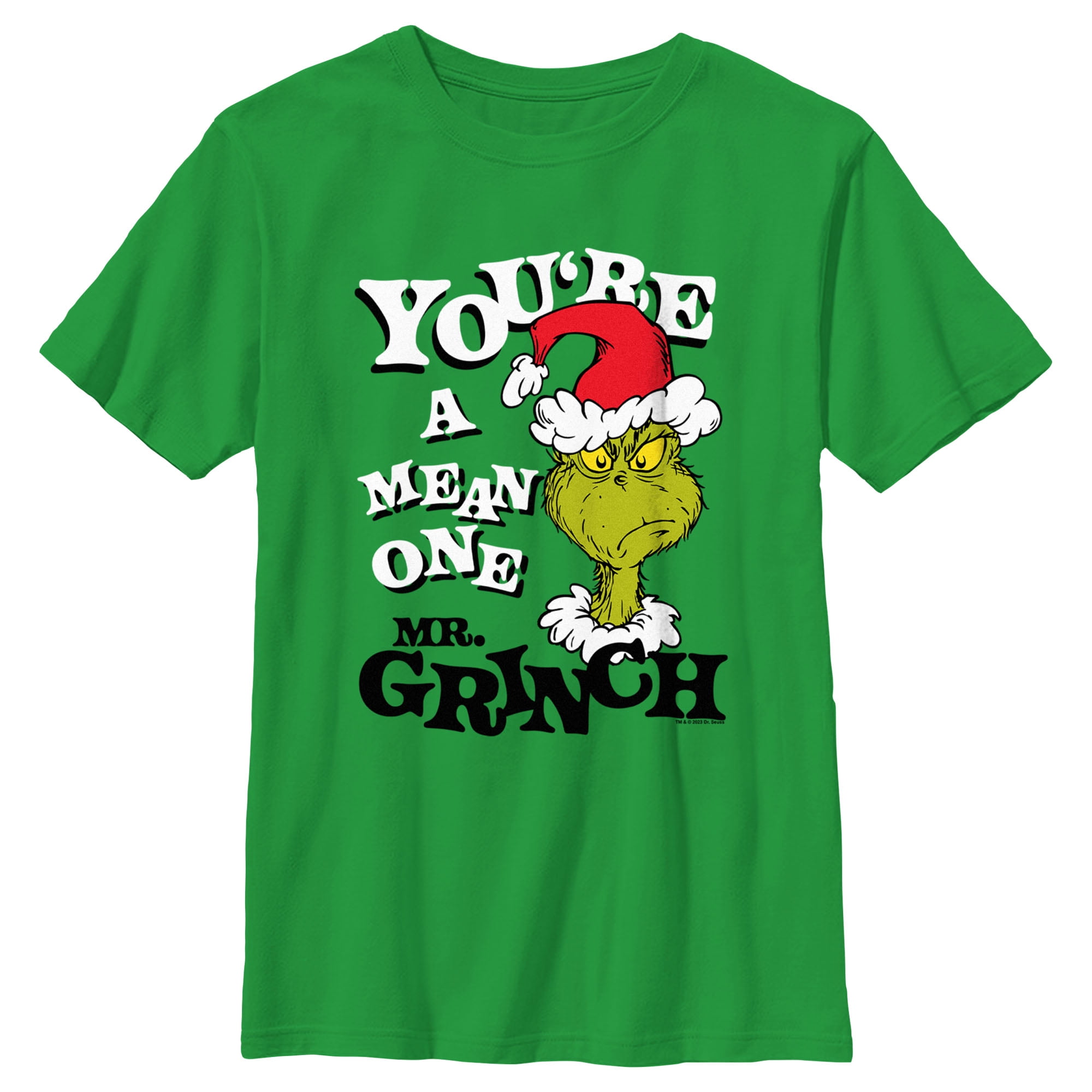 Boy's Dr. Seuss Christmas The Grinch You're a Mean One Portrait Graphic Tee  Navy Blue Medium 