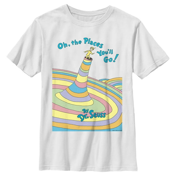 Boy's Dr. Seuss Oh The Places You'll Go Book Cover Graphic T-Shirt