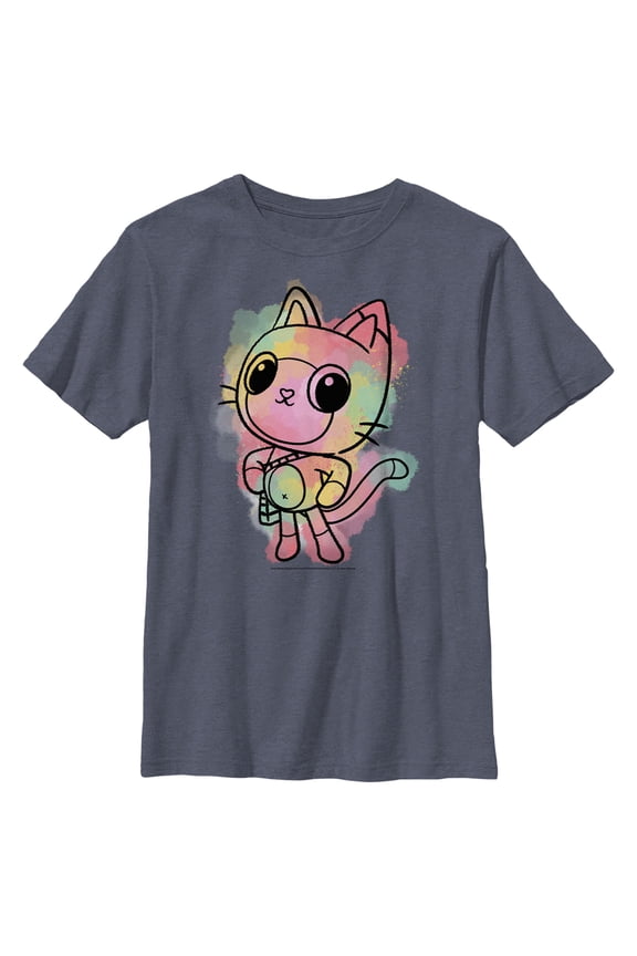 Boy's DreamWorks: Gabby's Dollhouse Colorful Pandy Paws Graphic Tee Navy Blue Heather Small