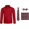 thumbnail image 1 of S.H. Churchill & Co. 4 Piece Boy's Dress Shirt Set with Long Tie, Bow Tie and Pocket Square, 1 of 6
