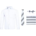 thumbnail image 1 of S.H. Churchill & Co. 4 Piece Boy's Dress Shirt Set with Long Tie, Bow Tie and Pocket Square, 1 of 5