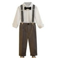 thumbnail image 1 of Boy's Dress Suit Long Sleeve Bow Tie Shirt Suspenders Pants Outfits Set Gray 2-3 Years, 1 of 4