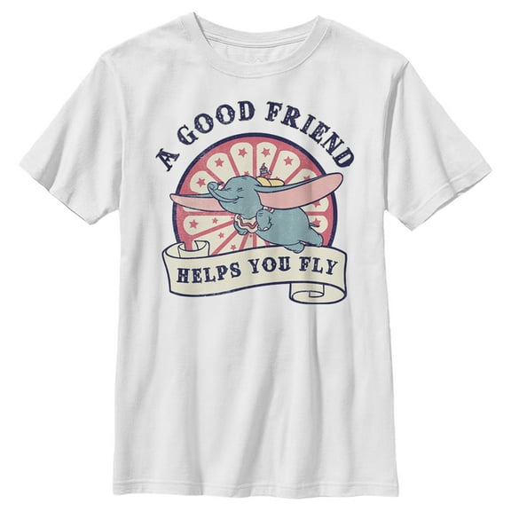 Boy's Dumbo A Good Friend Helps You Fly  Graphic Tee White Small