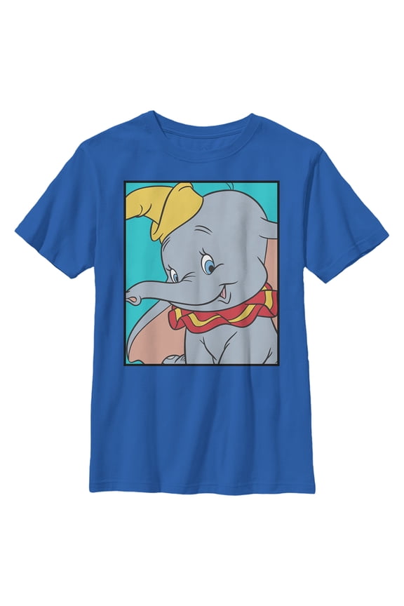 Boy's Dumbo Boxed-Up Side Portrait Graphic Tee Royal Blue Medium