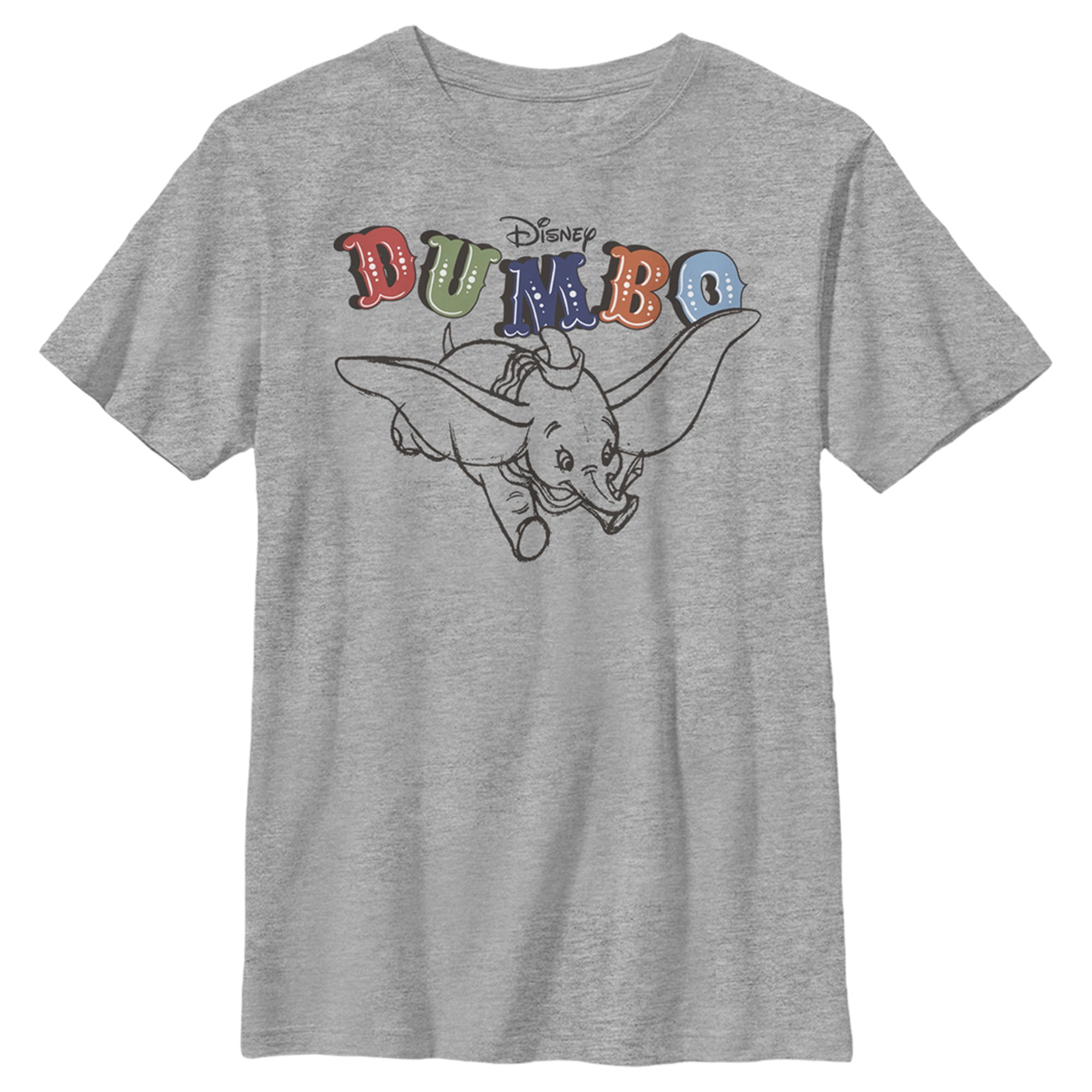 Boy\'s Dumbo Flying Outline With Logo Graphic Tee Athletic Heather Medium