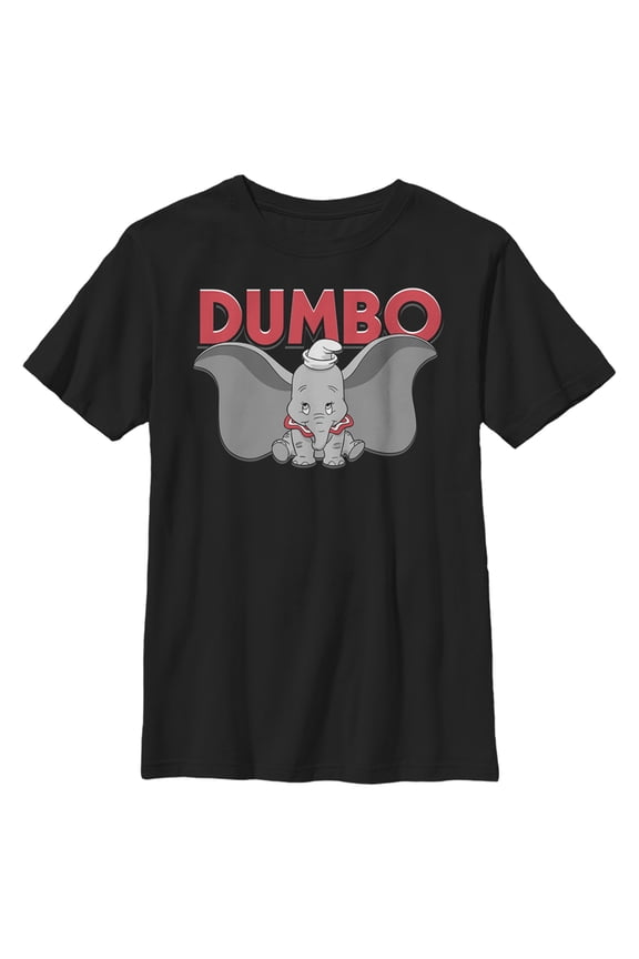 Boy's Dumbo Movie Logo and Clown Dumbo Graphic Tee Black Medium
