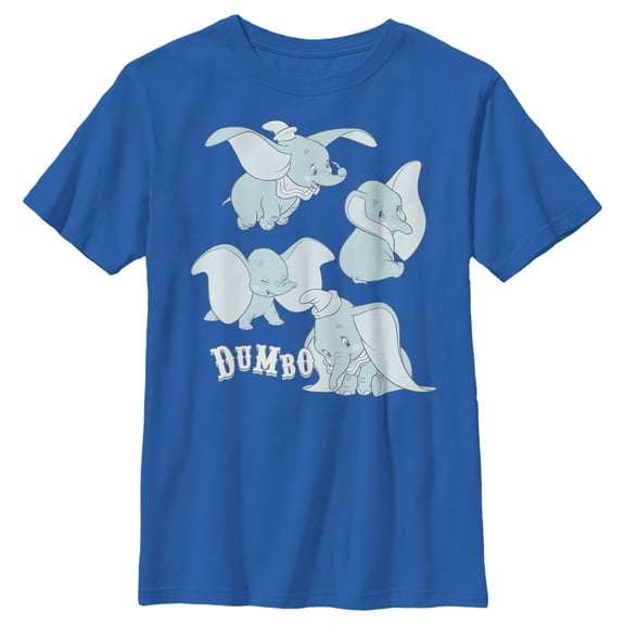 Boy's Dumbo Silly Faces  Graphic Tee Royal Blue X Large