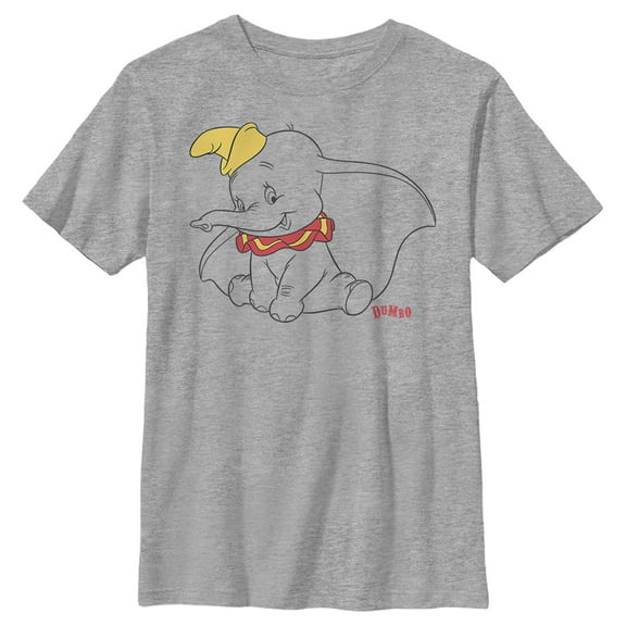 Boy's Dumbo Sitting Cutely Outline Graphic Tee Athletic Heather Medium