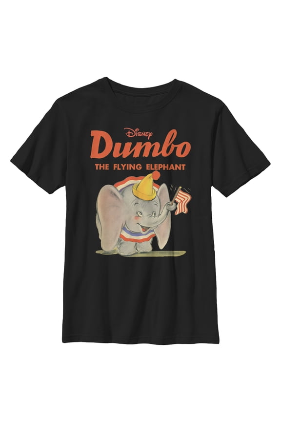 Boy's Dumbo The Flying Elephant Circus Graphic Tee Black Medium