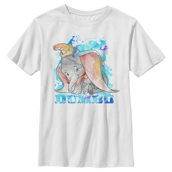 Boy's Dumbo Watercolor  Graphic Tee White X Large