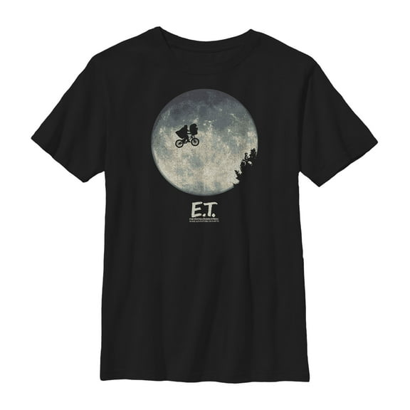 Boy's E.T. the Extra-Terrestrial Over the Moon Ride  Graphic Tee Black Small