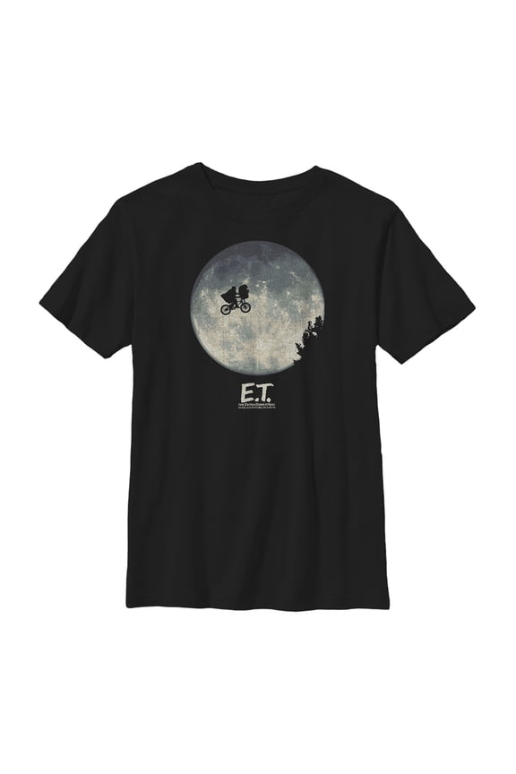Boy's E.T. the Extra-Terrestrial Over the Moon Ride  Graphic Tee Black X Small