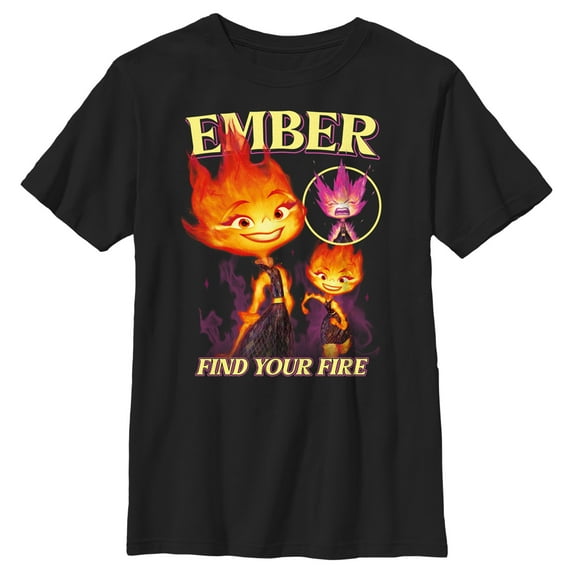 Boy's Elemental Ember Find Your Fire Poster Graphic Tee Black Small