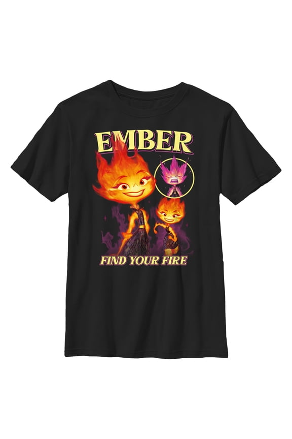 Boy's Elemental Ember Find Your Fire Poster  Graphic Tee Black X Small