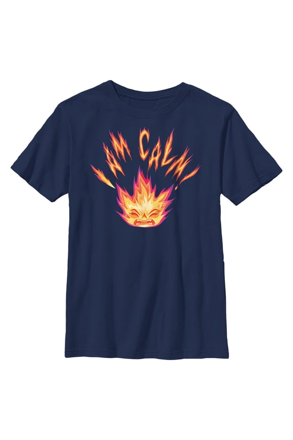Boy's Elemental Ember I am Calm Graphic Tee Navy Blue Large
