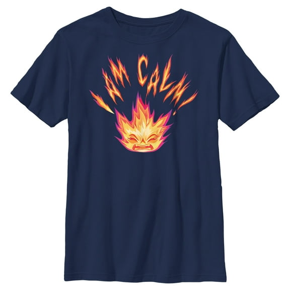 Boy's Elemental Ember I am Calm Graphic Tee Navy Blue Medium