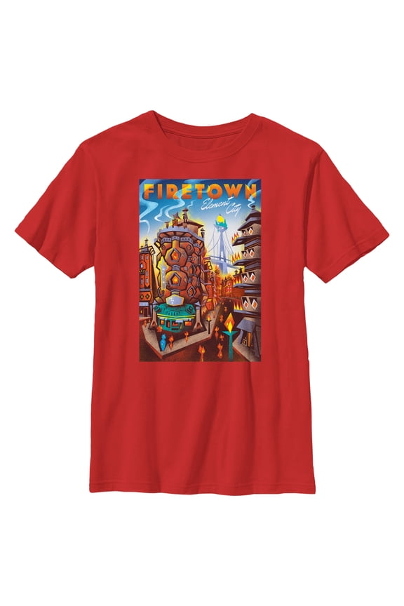 Boy's Elemental Firetown Poster Graphic Tee Red X Large