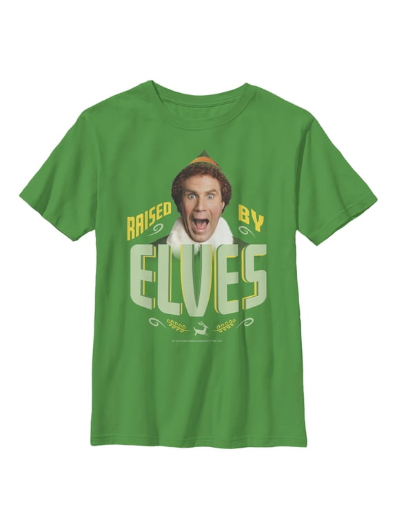 Boy's Elf Buddy Raised by Elves Quote Graphic T-Shirt