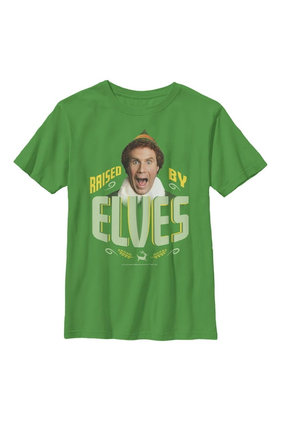 Boy's Elf Buddy Raised by Elves Quote Graphic T-Shirt
