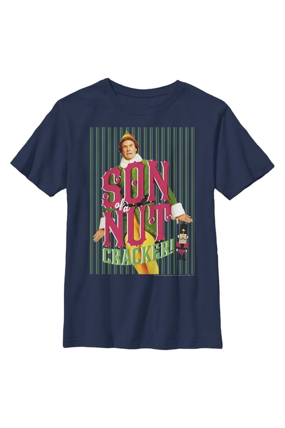 Boy's Elf Buddy Son of a Nutcracker Graphic Tee Navy Blue Medium