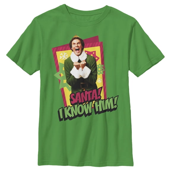 Boy's Elf Santa 'I Know Him' Quote Graphic Tee,
