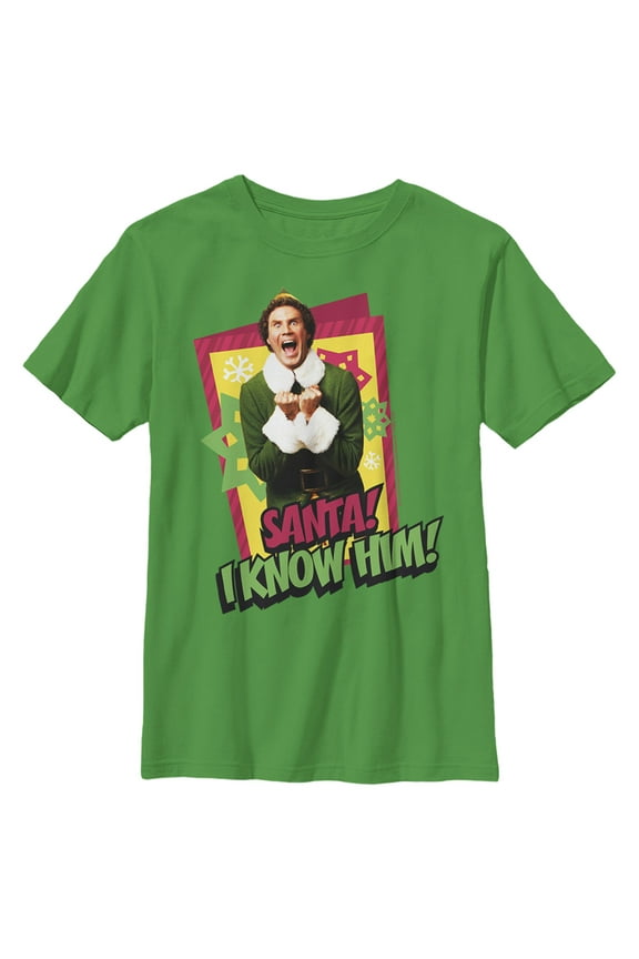 Boy's Elf Santa 'I Know Him' Quote Graphic Tee,