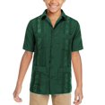 thumbnail image 1 of Boy's Embroidered Short Sleeve Wedding Baptism Kids Button-Up Guayabera Shirt (Hunter, XXS (2-3 yrs)), 1 of 3