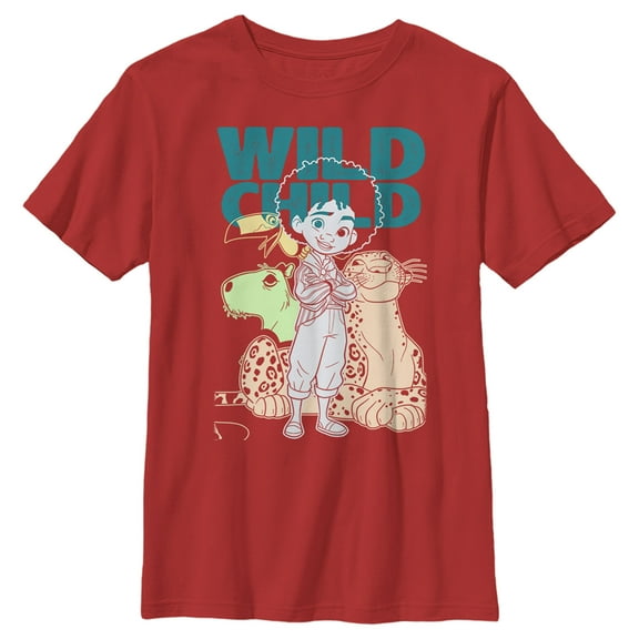 Boy's Encanto Antonio Wild Child Colorful  Graphic Tee Red Medium