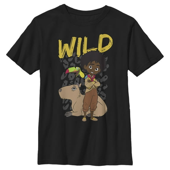 Boy's Encanto Antonio Wild Like The Animals Print Graphic Tee Black X Small