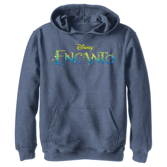 Boy's Encanto Colorful Logo  Pull Over Hoodie Navy Blue Heather Small