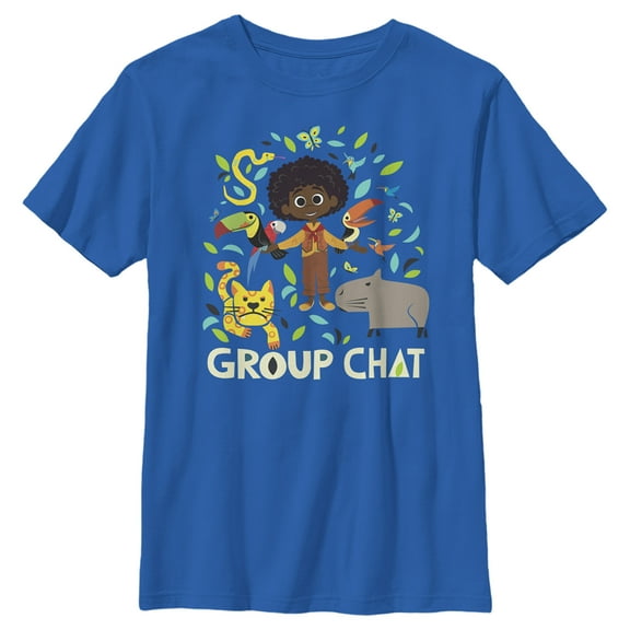 Boy's Encanto Group Chat Antonio's Animals Graphic Tee Royal Blue Medium