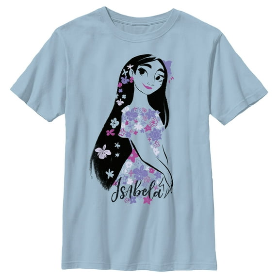 Boy's Encanto Isabela Portrait Magical Floral Powers Graphic Tee Light Blue Large