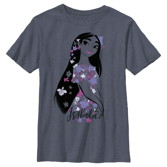Boy's Encanto Isabela Portrait Magical Floral Powers Graphic Tee Navy Blue Heather X Large