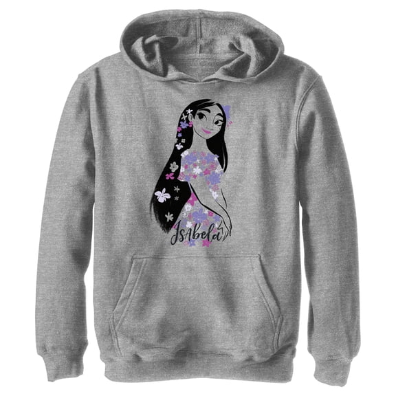 Boy's Encanto Isabela Portrait Magical Floral Powers  Pull Over Hoodie Athletic Heather Medium