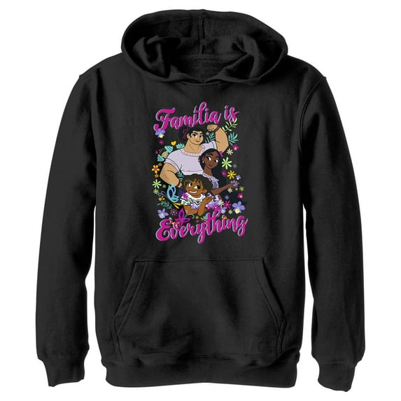 Boy's Encanto Mirabel Familia is Everything Pull Over Hoodie Black Large