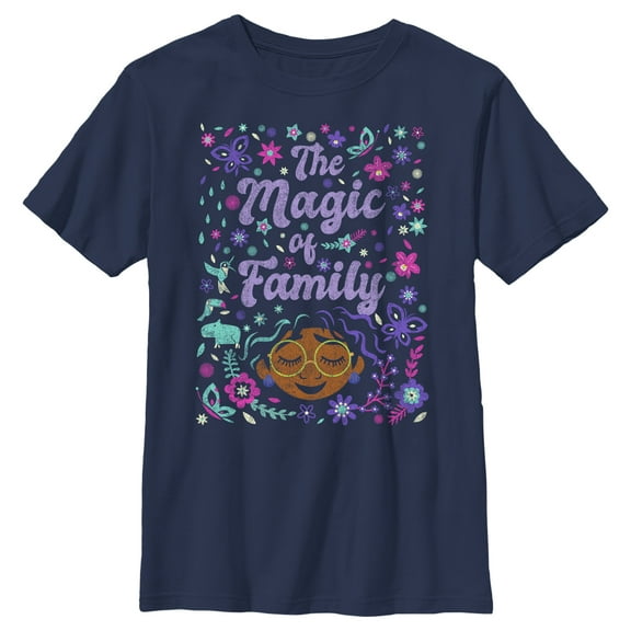 Boy's Encanto Mirabel The Magic of Family  Graphic Tee Navy Blue Medium
