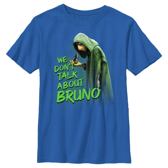 Boy's Encanto We Don't Talk About Bruno Green Text Graphic Tee Royal Blue X Large