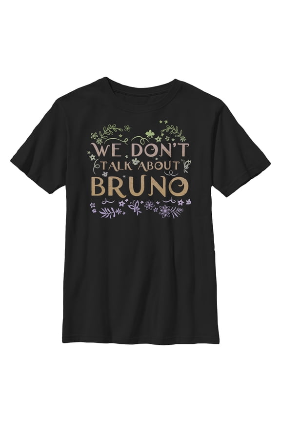Boy's Encanto We Don't Talk About Bruno Tropical Leaves Graphic Tee Black Small