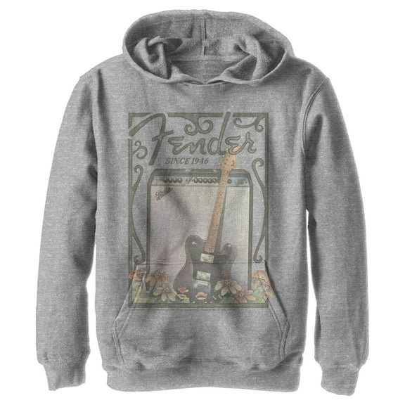 Boy's Fender Since 1946 Retro Poster  Pull Over Hoodie Athletic Heather X Large
