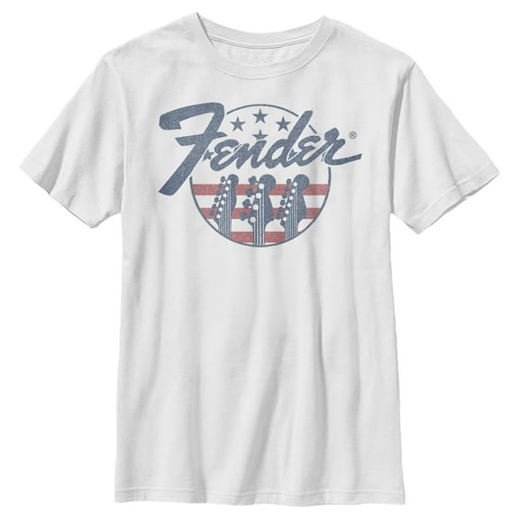 Boy's Fender Stars and Stripes Logo Graphic Tee White Large
