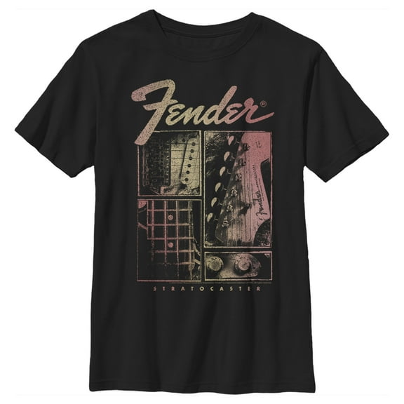 Boy's Fender Sunburst Stratocaster  Graphic Tee Black X Large