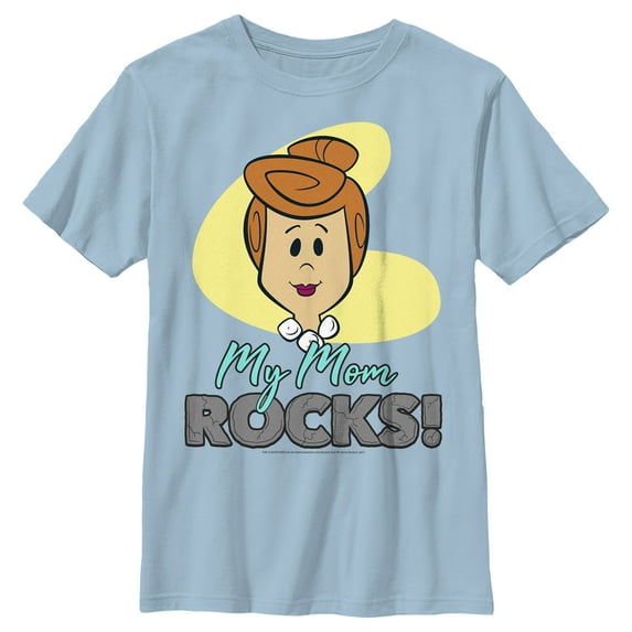 Boy's Flintstones My Mom Rocks Graphic Tee Light Blue X Large