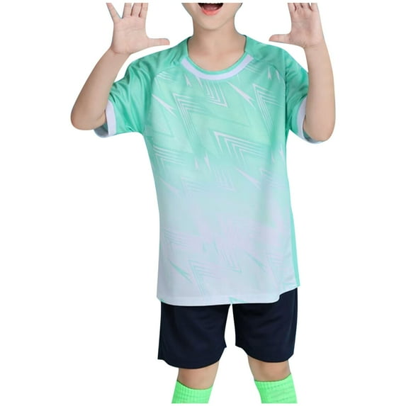 Boy's Football Jerseys for Unisex V-Neck Fitness T-Shirts Workout Outfits Casual Breathable Tops for 1-13 Years