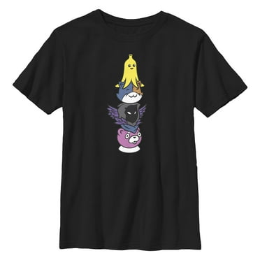 Boy's Fortnite Character Stack  Graphic Tee Black X Large